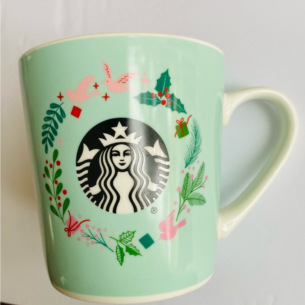 STARBUCKS Mug 2019 Siren Wreath Mint Green Christmas Holiday Coffee Tea - Picture 3 of 6